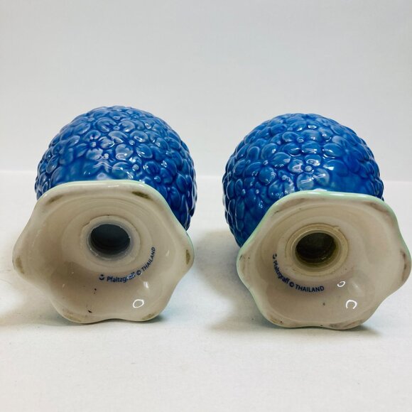 Pfaltzgraff Summer Breeze Hydrangea Flower Salt & Pepper Shakers Purple Green - Picture 5 of 8